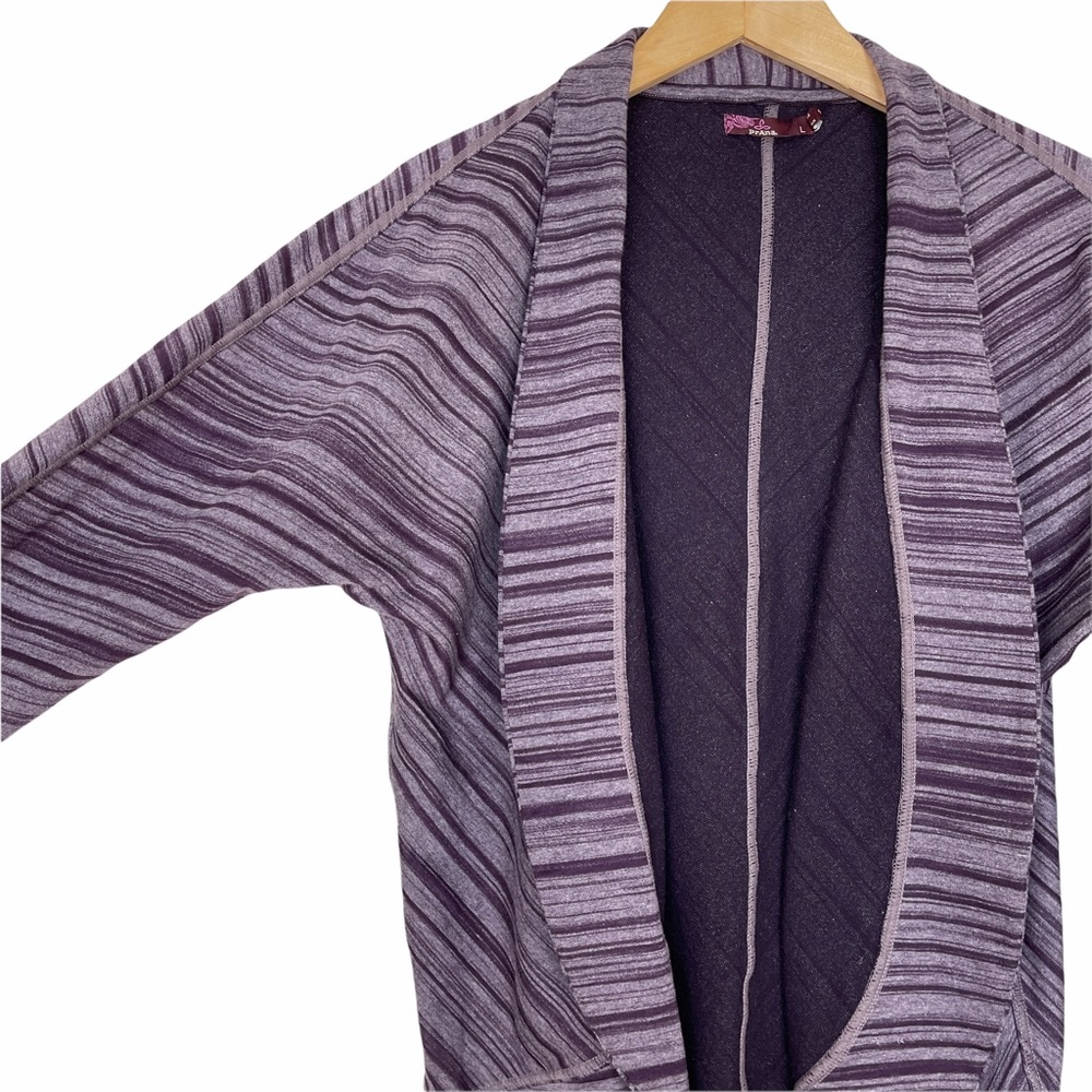 Prana Paradiso Cocoon Cardigan Striped Plum Large - Picture 4 of 8